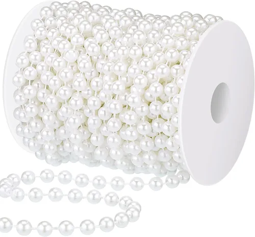 Vista 10 de WILLBOND Cuentas de árbol de Navidad de 50 pies, guirnalda de perlas artificiales, rollo de cuentas de plástico para árbol de Navidad, boda, Negro