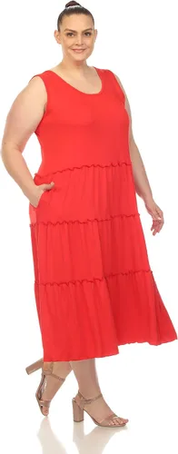 Vista 2 de Vestido midi escalonado con cuello redondo y talla grande para mujer