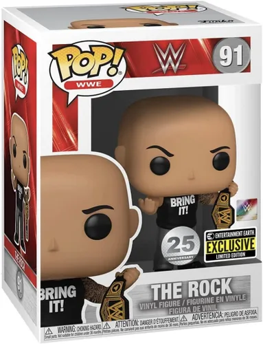 Vista 3 de POP WWE The Rock with Championship Belt Pop! Figura de vinilo – Exclusivo de Entertainment Earth