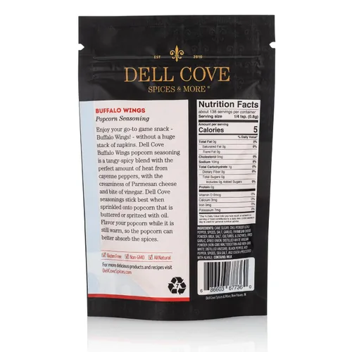 Vista 2 de Dell Cove Spices Condimento para palomitas de maíz Buffalo Wings Sin OMG y sin gluten Vegetariano Perfecto regalo de palomitas de maíz