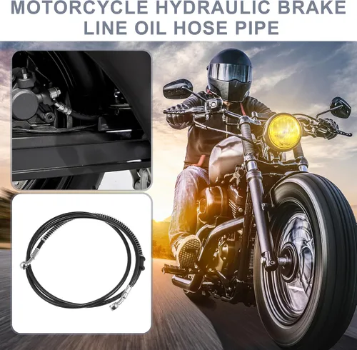 Vista 2 de Motoforti 66.93 pulgadas de longitud 0.394 in ID motocicleta línea de freno hidráulico tubo de manguera de aceite de acero inoxidable trenzado cable