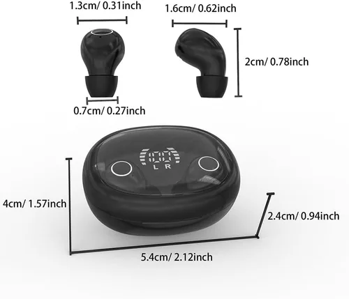 Vista 6 de Pequeños auriculares invisibles para dormir, inalámbricos más pequeños, Bluetooth, de perfil bajo, microdiminutos y discretos, con micrófono