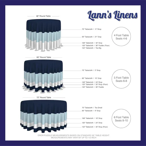 Vista 6 de Lann's Linens - Mantel redondo premium de 70 pulgadas para bodas/banquetes/restaurantes - Mantel de tela de poliéster - Azul bebé