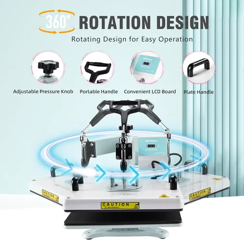 Vista 4 de BetterSub - Máquina de prensa de calor 5 en 1 de 12 x 15 pulgadas, prensa de sublimación de calidad industrial con accesorio para vaso de 30oz