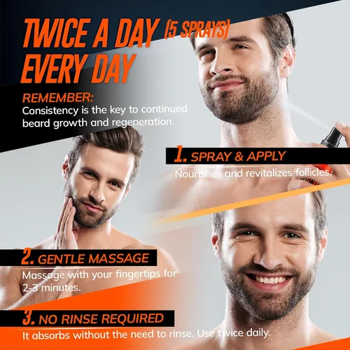 Vista 8 de RootStim 5% Minoxidil Beard Growth Serum for Men: 2-Pack Minoxidil Hair Regrowth Spray with Biotin & Rice Water - Extra Strength Beard Oil for