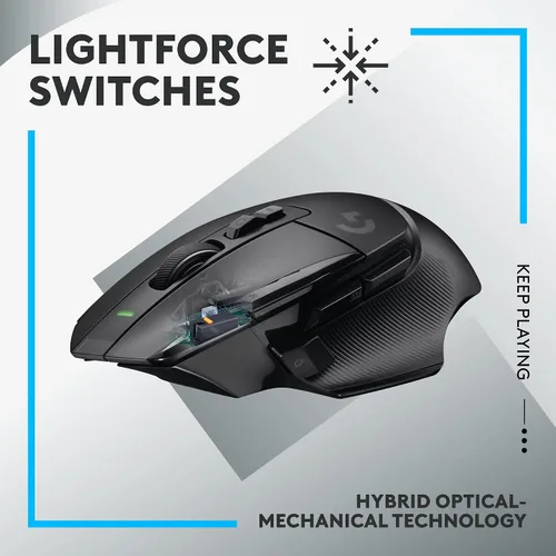 Vista 2 de Logitech G 502 X Lightspeed - Mouse inalámbrico para juegos + alfombrilla de mouse de carga inalámbrica Powerplay 2, color negro