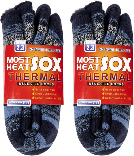 Vista 18 de Calcetines térmicos para hombre, calcetines de invierno cálidos para clima frío con temperaturas extremas A1-azul (2 pares)