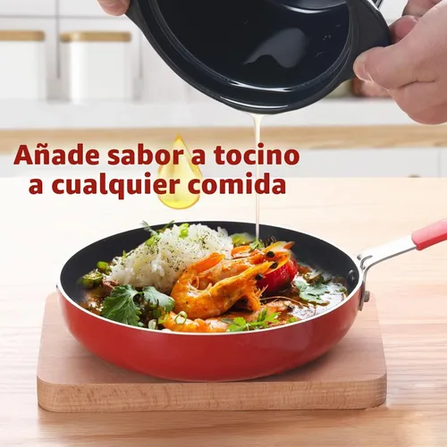 Vista 2 de ONTUBE Contenedor de grasa de tocino de cerámica con colador, azul marino