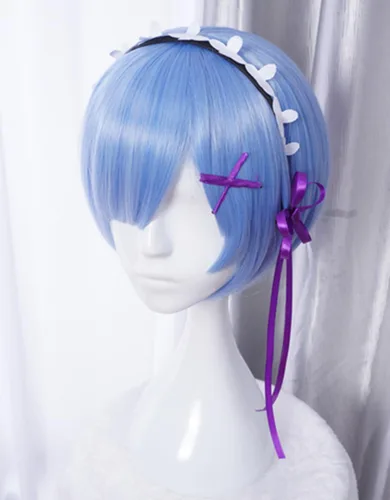 Vista 4 de COSPLAZA Cosplay Pelucas Moda Corto Azul Anime Cabello Elegante Mujer Fiesta Peluca