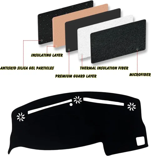 Vista 4 de Tapete antideslizante para tablero de instrumentos compatible con Dodge Charger 2011-2022, protector solar (borde negro)