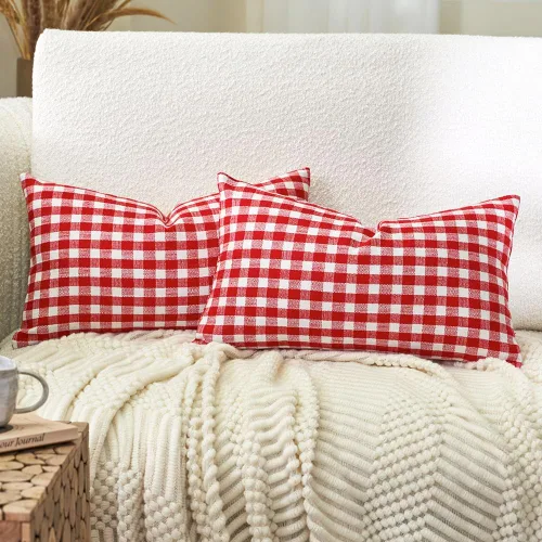 Vista 16 de CARRIE HOME - Juego de 2 fundas de almohada de exterior a cuadros de búfalo blanco y negro de 16 x 16, almohadas de sofá de decoración de granja