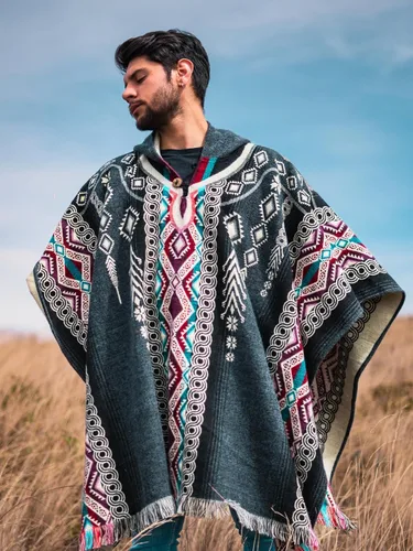 Vista 5 de Poncho for men - Alpaca wool - Clint Eastwood - Daryl Dixon - Men Poncho - Handamade products - Cowboy Serape Shawl