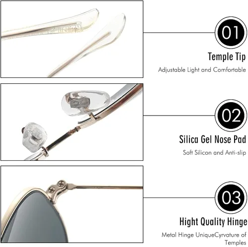 Vista 7 de CONRAD RONTGEN Premium Aviator Gafas de sol para hombres y mujeres Aviadores Clásicos