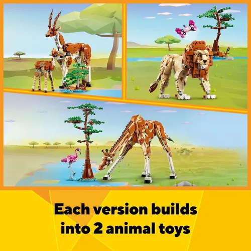Vista 5 de LEGO Creator 31150 - Animales de safari salvajes 3 en 1, se reconstruyen en 3 figuras diferentes de animales de safari: jirafa, gacela o león