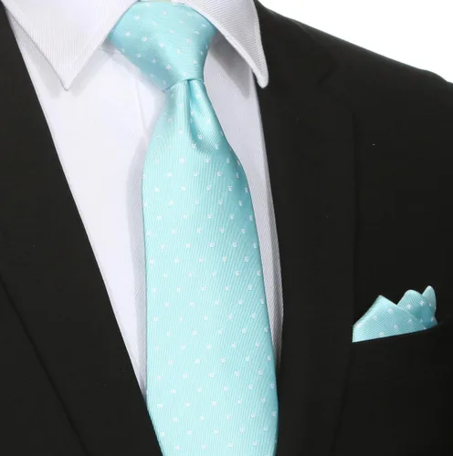 Vista 113 de KissTies Mens Checkered Tie Set Solid Color Festive Necktie + Pocket Square