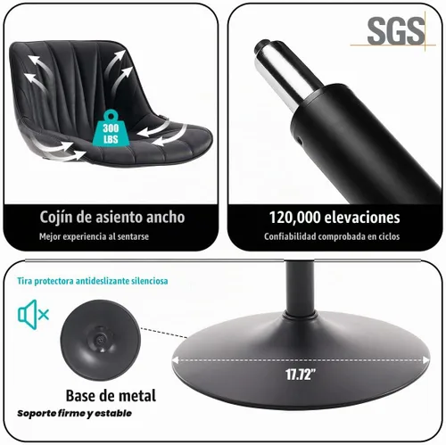 Vista 5 de Kidol & Shellder Juego de 2 taburetes de bar ajustables giratorios de altura de mostrador, modernos tapizados de piel sintética, taburetes de bar