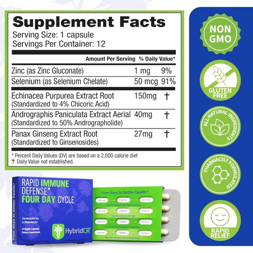Vista 2 de HybridCR Suplemento de apoyo inmunológico rápido, fórmula herbaria natural formulada por farmacéuticos para aumentar la inmunidad remedio natural