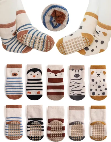 Vista 10 de Calcetines antideslizantes para bebés, calcetines cálidos y gruesos para niños, calcetines de tobillo para niñas, niños, recién nacidos, bebés