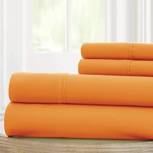 Vista 14 de Modern Threads Amrapur Overseas 10100MFS-ORG-QN - Juego de sábanas de microfibra sólida de 4 piezas de 100 GSM (Paradise Orange, Queen)