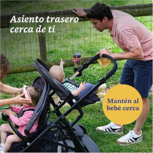 Vista 4 de Graco Ready2Grow LX 2.0 - Cochecito doble con opciones de asiento de banco y plataforma de pie, Clark