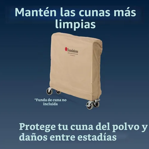 Vista 6 de Foundations Cuna plegable compacta de madera para cama de viaje, natural