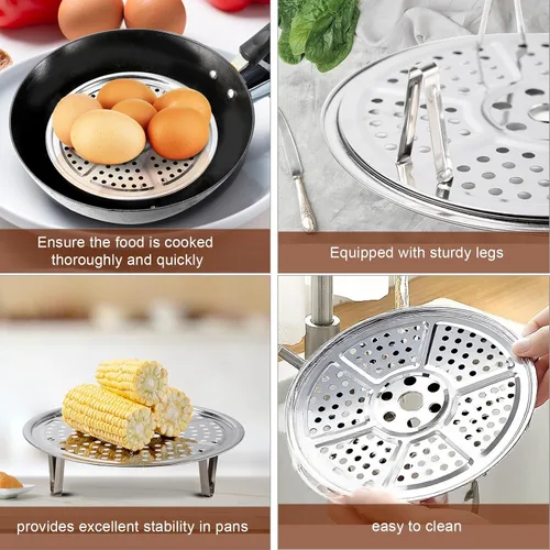 Vista 6 de Estante de vapor, estantes de vapor de acero inoxidable premium con soporte removible, bandeja de vapor para olla de 8.6 pulgadas para utensilios