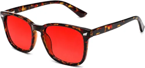 Vista 23 de TIJN Gafas de dormir con bloqueo de luz verde azul, lente de luz roja para juegos de computadora, fatiga de pantalla y protección UV Negro