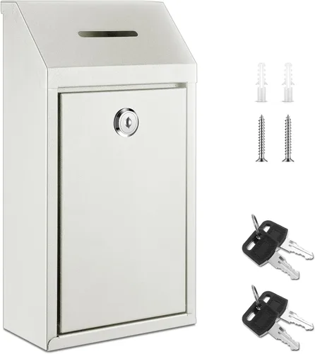 Vista 13 de Yaocom Caja de Recolectión de Donaciones de Efectivo de Metal Caja de Sugerencias Segura con Cerradura Montada en la Pared Buzón de Entrega