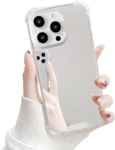 Vista 12 de Funda compatible con iPhone 11 con espejo con parachoques a prueba de golpes, parte trasera dura, delgada, cubierta protectora delgada para niñas