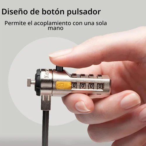 Vista 4 de Kensington Cable de Combinación con Barra en T Ranura de Bloqueo Estándar para Laptops, Contraseña Restablecible de 4 Dígitos con Cable de 6 Pies