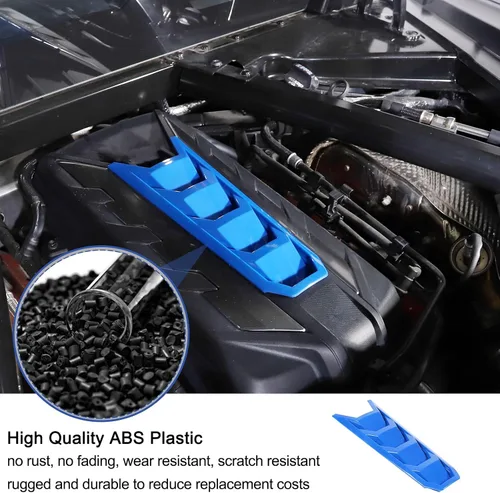 Vista 4 de Daeiclru Cubierta de cubierta de motor compatible con Chevrolet Corvette C8 2020-2023, cubierta de panel de bahía de motor de plástico ABS (azul)