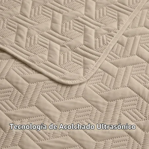Vista 5 de LEAONME Juego de edredón de 3 piezas, colcha ligera de color beige de 90 x 98 pulgadas, edredón de verano de microfibra suave, lujosos y cálidos