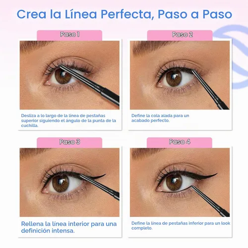 Vista 8 de BEPHOLAN Lápiz delineador de ojos negro, impermeable, punta D, precisión a prueba de manchas, delineador de ojos de larga duración, apto