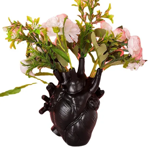 Vista 9 de Florero anatómico con forma de corazón, florero creativo de corazón humano, florero de resina, adorno de escritorio, escultura de resina, estante