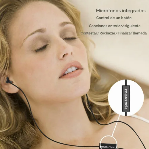 Vista 7 de MAXROCK (TM) Audífonos para Dormir Totalmente Suaves de Silicona con Tapones para los Oídos y Micrófono para Celulares, Tabletas y Conector de 3,5