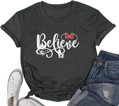 Vista 9 de KIDDAD Magical Shirt for Women Castle Graphic Magic Kingdom Tshirt Family Vacation Tee Short Sleeve Tops