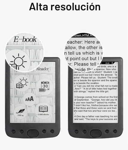 Vista 6 de Lector de libros electrónicos, librería de bolsillo, lector de pantalla táctil HD de 6 pulgadas, portátil y amigable para los ojos