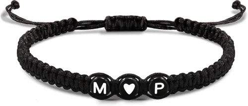 Vista 115 de Pulseras con iniciales para mujeres y hombres, regalos para novia, novio, pulseras de letras "I Love You", regalos para ella, él, mejor amigo