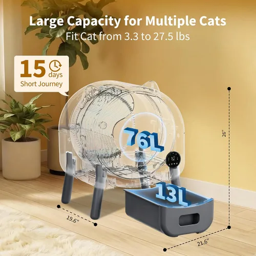 Vista 2 de Caja de arena autolimpiante para gatos con gran capacidad y limpieza automática, caja de arena automática con control de aplicación, triple