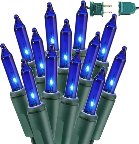 Vista 16 de BrizLabs Luces de Navidad transparentes, 50 unidades, luces incandescentes blancas cálidas, mini cadena de luz conectable, luces de árbol de Navidad