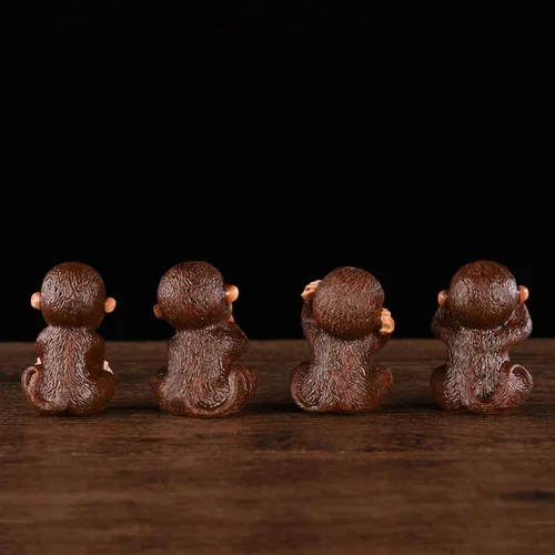 Vista 6 de Figuras de mono de resina See no Evil Hear No Evil Speak No Evil Do No Evil Juego de estatua de mono sabio, marrón, estatua de decoración