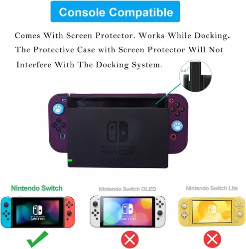 Vista 2 de COMCOOL Dockable Case for Nintendo Switch 3 in 1 Protective Cover Case for Nintendo Switch and Joy-Con Controller with Screen Protector and Thumb