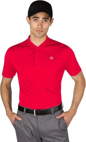 Vista 2 de Three Sixty Six Camisas de golf sin cuello de secado rápido para hombre, polo casual de manga corta, tela elástica