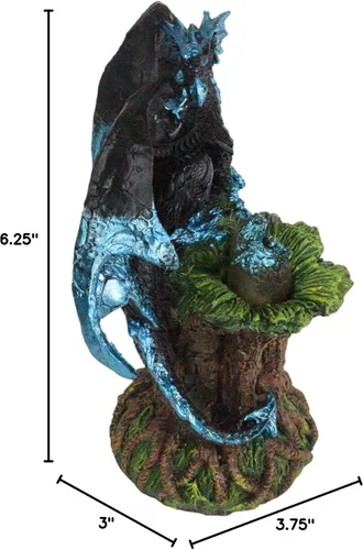 Vista 9 de Ebros Blue Midnight Dragon Mother Guarding Huevo translúcido con luz nocturna LED, figura como Calabozos y Dragones, decoración de fantasía