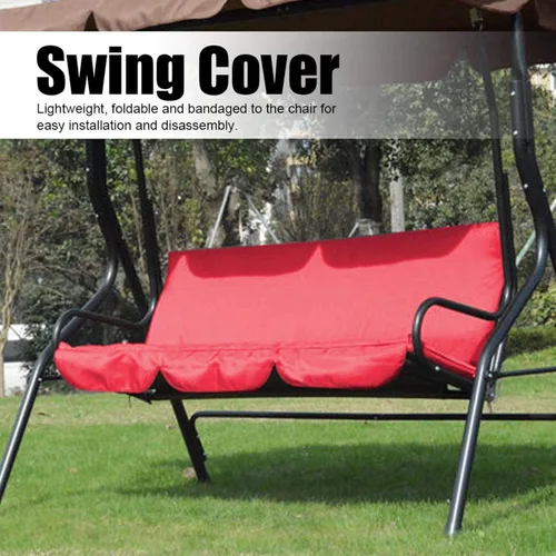 Vista 4 de Oumefar Funda de cojín para silla de columpio de 3 plazas para exteriores, funda de repuesto para patio, jardín (rojo)