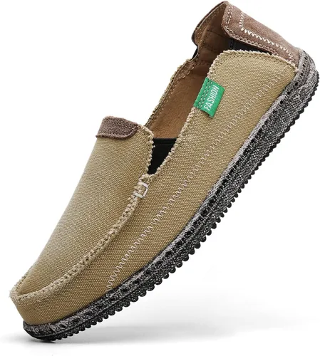 Vista 2 de Zapatos de lona sin cordones, antideslizantes, informales, planos, para exteriores, mocasines casuales para hombre de JAMONWU