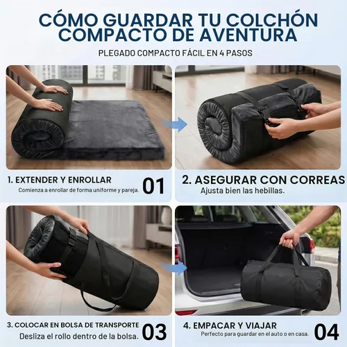 Vista 6 de Almohadilla de colchón de campamento, colchón de espuma viscoelástica de 3 pulgadas con parte inferior antideslizante y funda lavable, tapete Gris