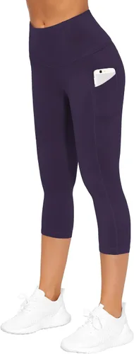 Vista 2 de The Gym People - Pantalones deportivos gruesos de tiro alto, con bolsillos y control de abdomen, leggings para entrenar, correr, hacer yoga