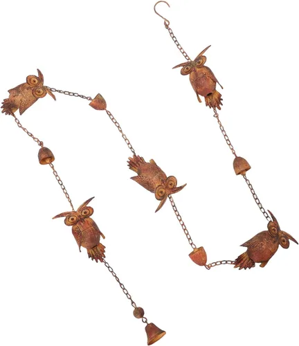 Vista 8 de Cadena de lluvia de búho de 7.5 pies, cadenas de lluvia para canalones, cadena de metal para drenaje de aleros, cadena decorativa ajustable