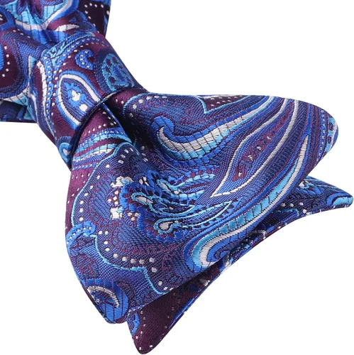 Vista 162 de HISDERN Pajaritas para hombre, corbatín de cachemira para hombre, corbata de lazo y bolsillo cuadrado, juego formal de esmoquin para boda
